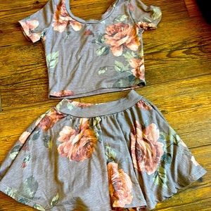 Wild rich kids floral soft cotton skirt set